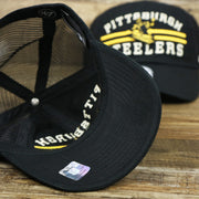 The undervisor on the Throwback Pittsburgh Steelers Legacy Logo Highpoint Mesh Back Dad Hat | Mesh Back Black Dad Hat