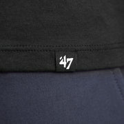 The 47 brand Tag on the Pittsburgh Steelers Premier Franklin Worn Printed Steelers Logo Tshirt | Flint Black Tshirt