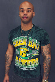 Green Bay Packers 1919 Vintage 90s Washed Print Tie Dye T-Shirt