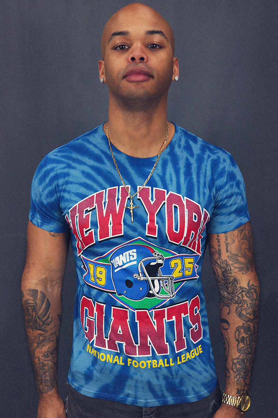 New York Giants 1925 Vintage 90s Washed Print Tie Dye T-Shirt