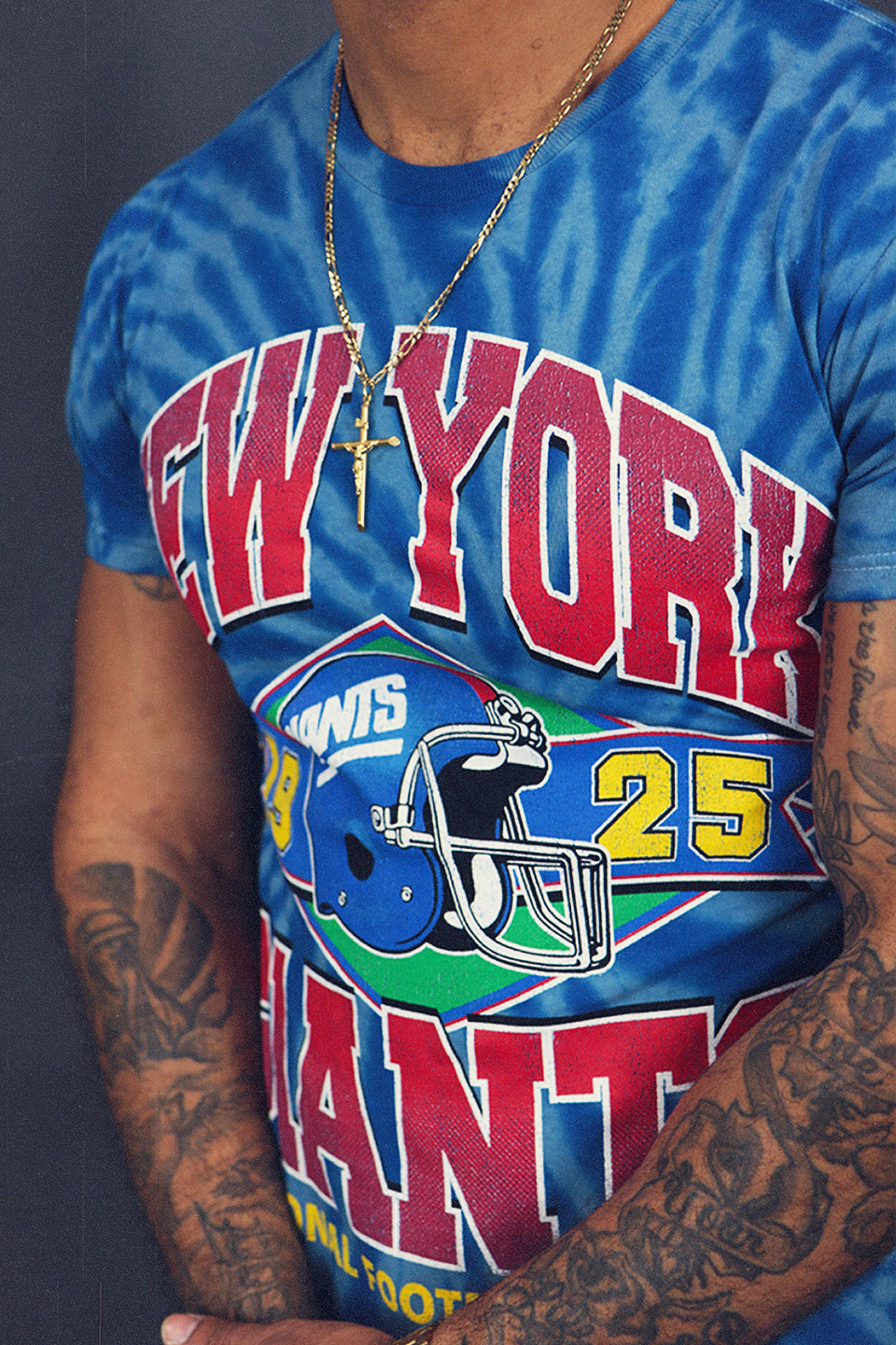 New York Giants 1925 Vintage 90s Washed Print Tie Dye T-Shirt