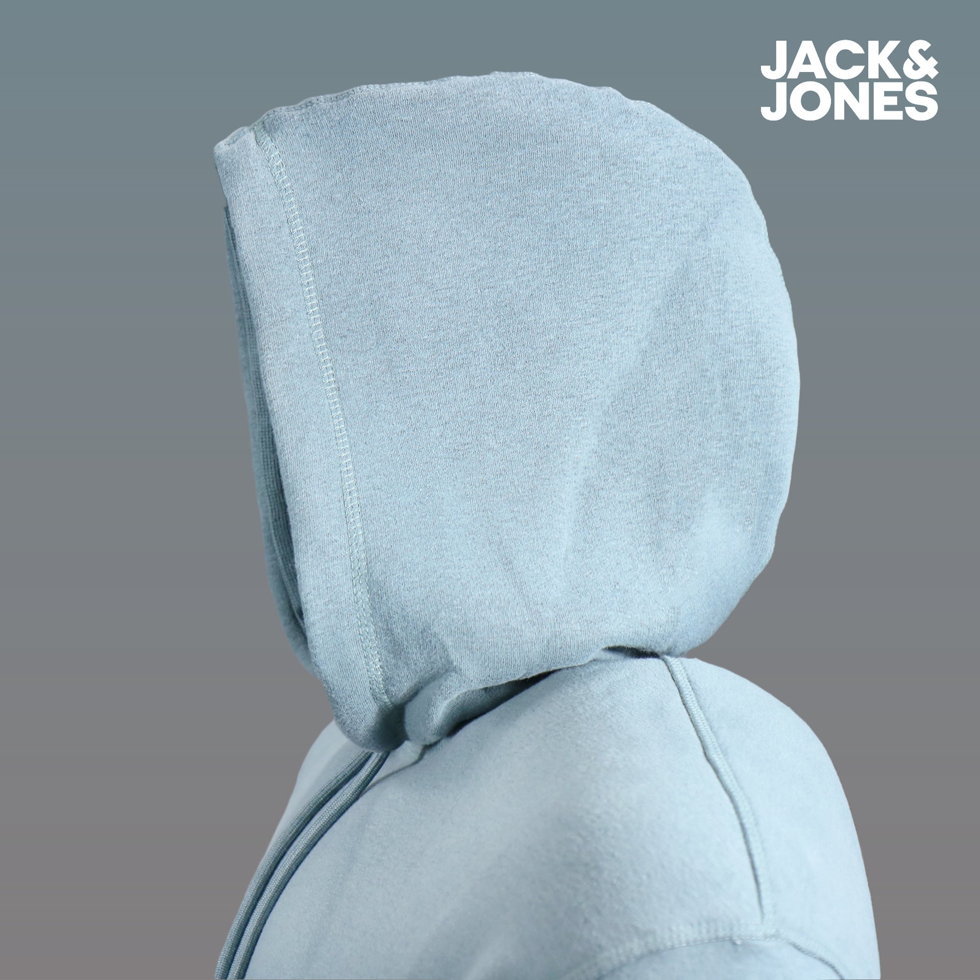 The hood on the Jack And Jones Trooper Blue Pullover Hoodie | Teal Hoodie