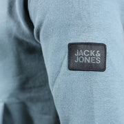 The Jack and jones patch on the Jack And Jones Trooper Blue Pullover Hoodie | Teal Hoodie
