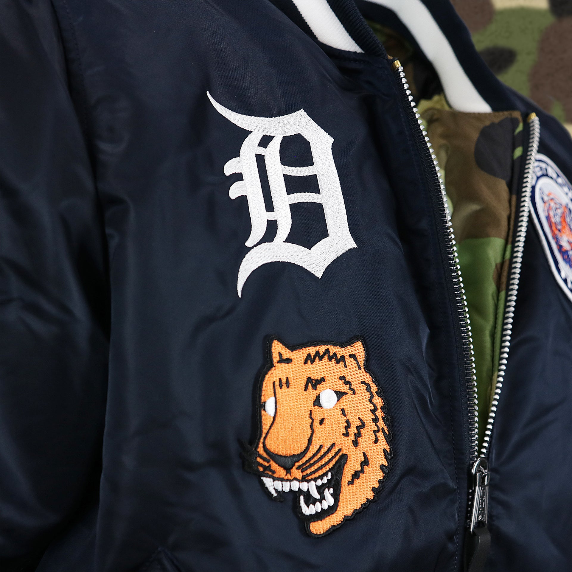 The Detroit Tigers Logo and the Retro Detroit Tigers Head Logo Side Patch