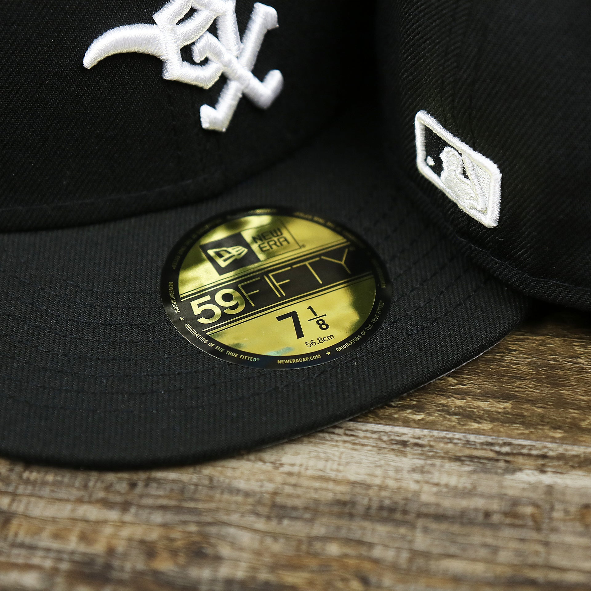 The 59Fifty Sticker on the Chicago White Sox Southside Side Patch Gray Bottom 59Fifty Fitted Cap | Black 59Fifty Cap