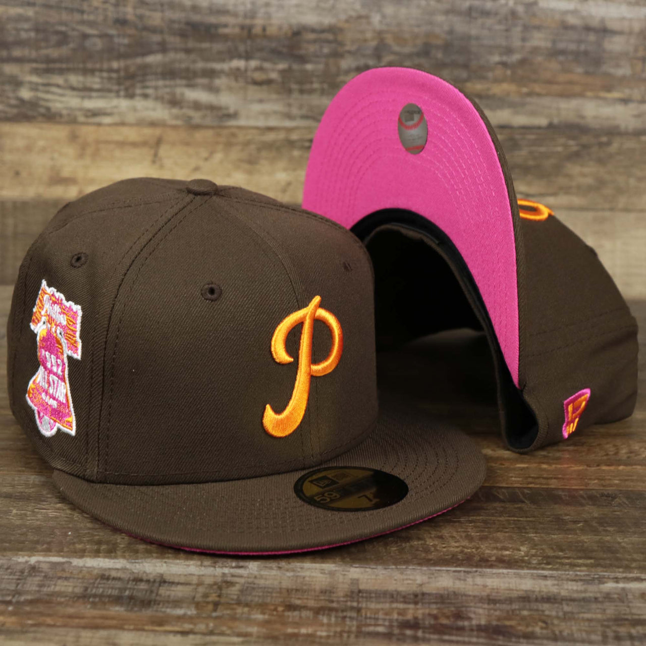 The Cooperstown Philadelphia Phillies Coffee Shop 1952 All Star Game Liberty Bell Side Patch 59Fifty Fitted Cap | Donut Pack Walnut 59Fifty