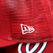 The New Era Logo on the Washington Nationals Metallic All Star Game MLB 2022 Side Patch 9Fifty Mesh Snapback | ASG 2022 Red Trucker Hat