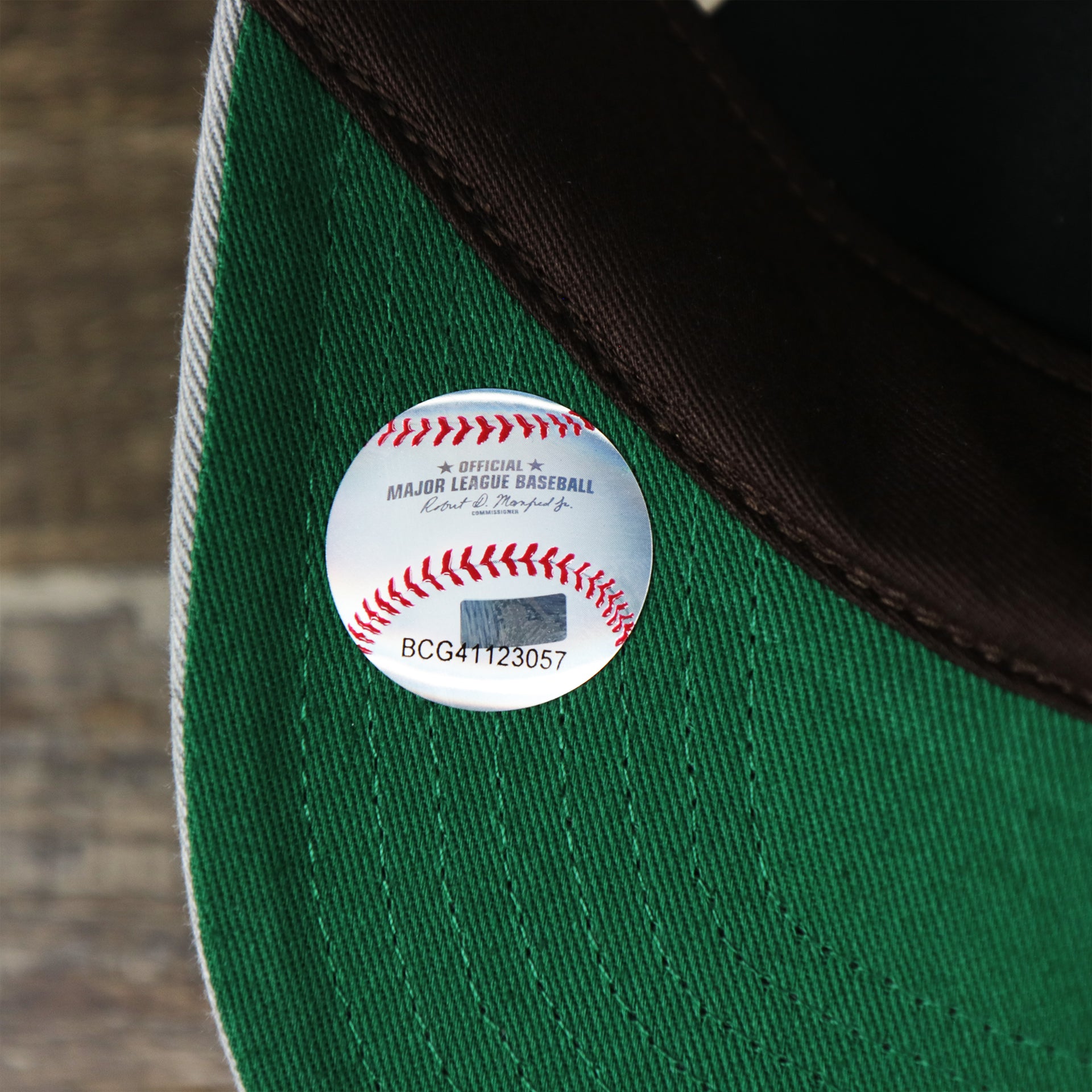 The MLB Baseball Sticker on the Cooperstown Chicago White Sox 1973 Logo Green Bottom Dad Hat | Gray Dad Hat