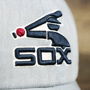 The Retro White Sox Logo on the Cooperstown Chicago White Sox 1973 Logo Green Bottom Dad Hat | Gray Dad Hat