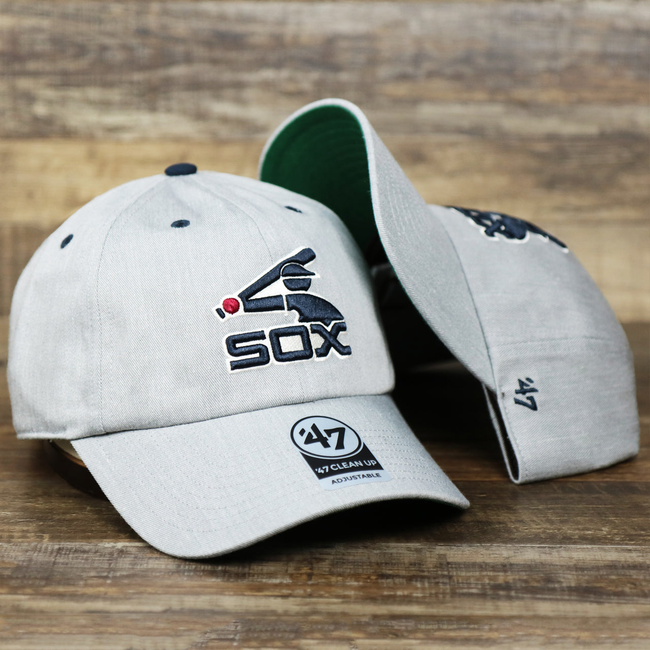 The Cooperstown Chicago White Sox 1973 Logo Green Bottom Dad Hat | Gray Dad Hat