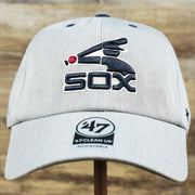 The front of the Cooperstown Chicago White Sox 1973 Logo Green Bottom Dad Hat | Gray Dad Hat