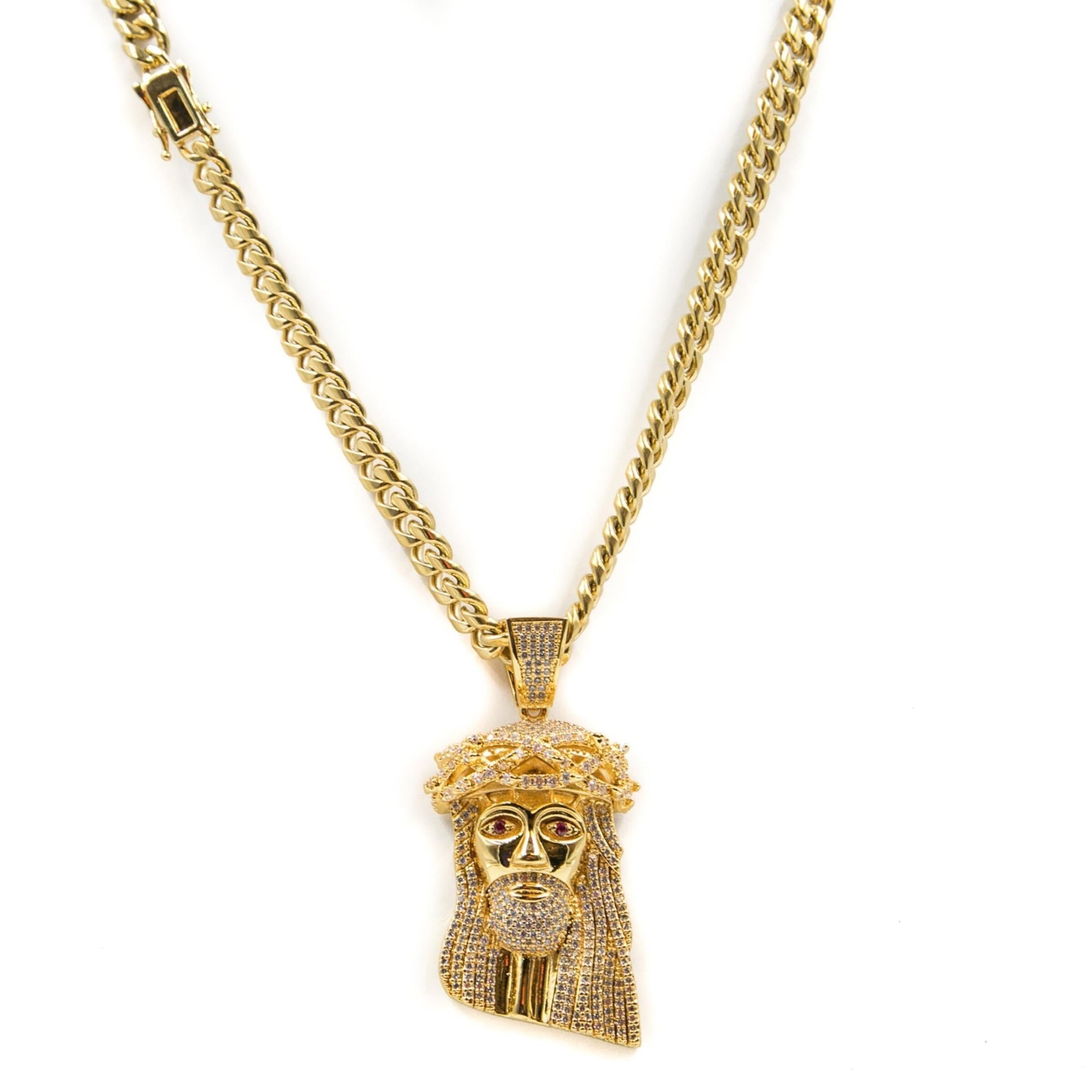 GOLDEN GILT | XL JESUS WITH CUBAN CHAIN | 18K GOLD PLATED |