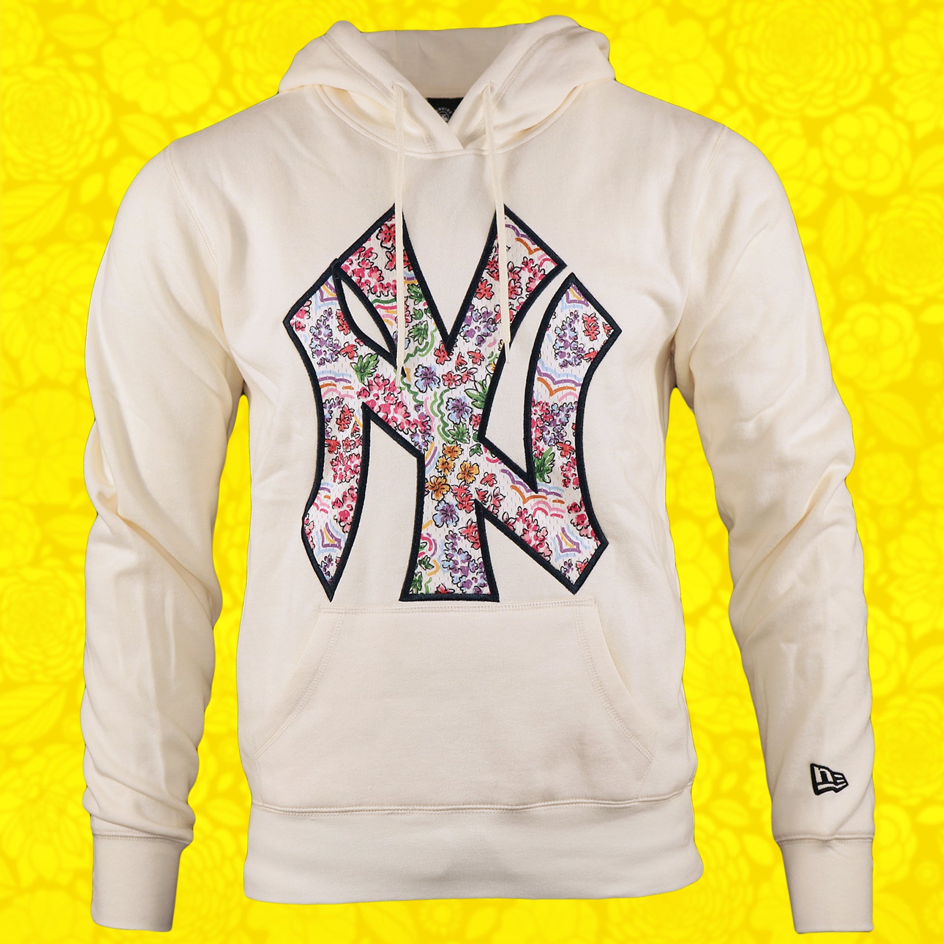 The New York Yankees Floral MLB Pullover Hoodies | Cream Pullover Hoodie