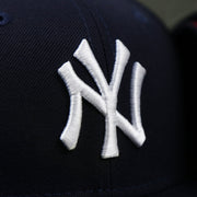 The Yankees Logo on the New York Yankees Alpha Industries Side Patch Army Green Undervisor 59FIfty Fitted Cap With Hangtag | Navy Blue 59FIfty Cap