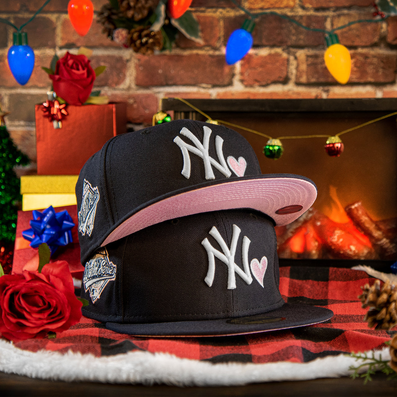 New York Yankees Glow In The Dark 1996 World Series Heart Pink Bottom Side Patch 59Fifty Fitted Cap