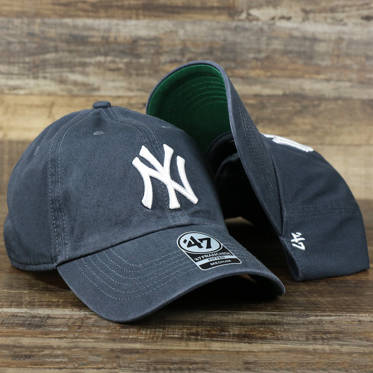 The Cooperstown New York Yankees Green Bottom Yankees Wordmark Fitted Cap | Vintage Navy Fitted Cap