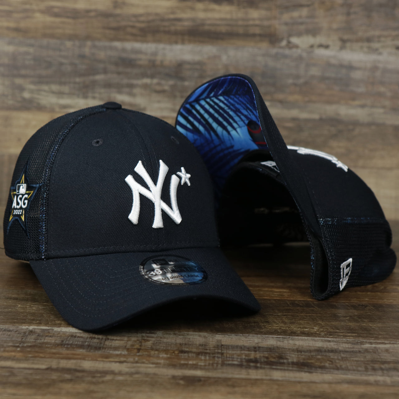 The New York Yankees Metallic All Star Game MLB 2022 Side Patch 39Thirty Mesh FlexFit Cap | ASG 2022 Navy Blue 39Thirty Cap
