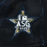 The ASG 2022 Side Patch on the New York Yankees Metallic All Star Game MLB 2022 Side Patch 39Thirty Mesh FlexFit Cap | ASG 2022 Navy Blue 39Thirty Cap