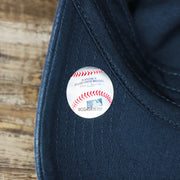 The MLB Batterman Logo on the Cooperstown New York Yankees Retro Yankees Logo Dad Hat | Navy Dad Hat
