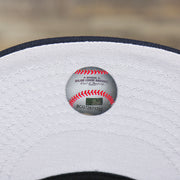 The MLB Sticker on the New York Yankees Crown Champions Gray Bottom World Championship Wins Embroidered Fitted Cap | Navy Blue 59Fifty Cap
