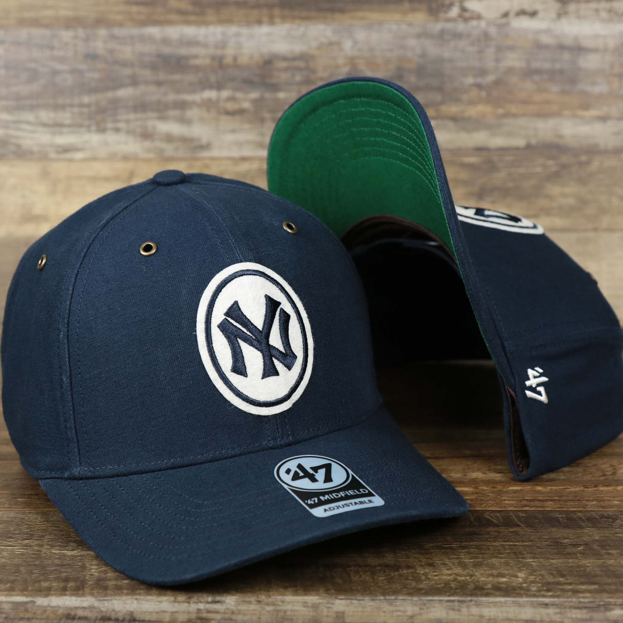 The Cooperstown New York Yankees Felt Yankees Logo Snapback Hat | Navy Snapback Cap