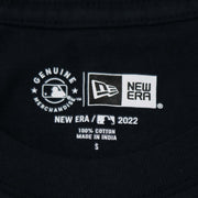 The New Era Tag on the New York Yankees 2022 4th of July Stars and Stripes T-Shirt | New Era Navy