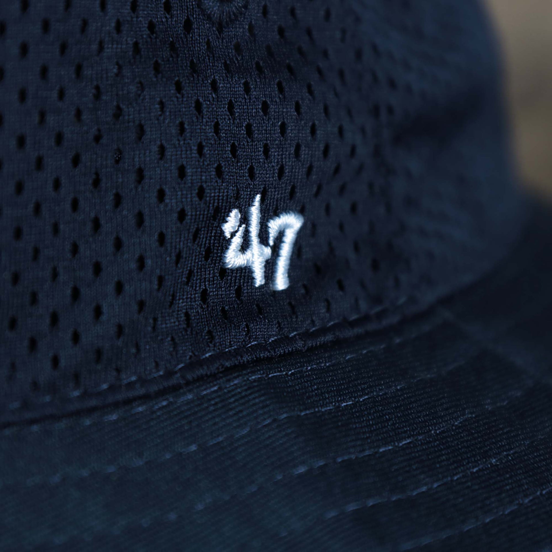 The 47 Brand logo on the New York Yankees Panama Pail Bucket Hat | 47 Brand, Navy