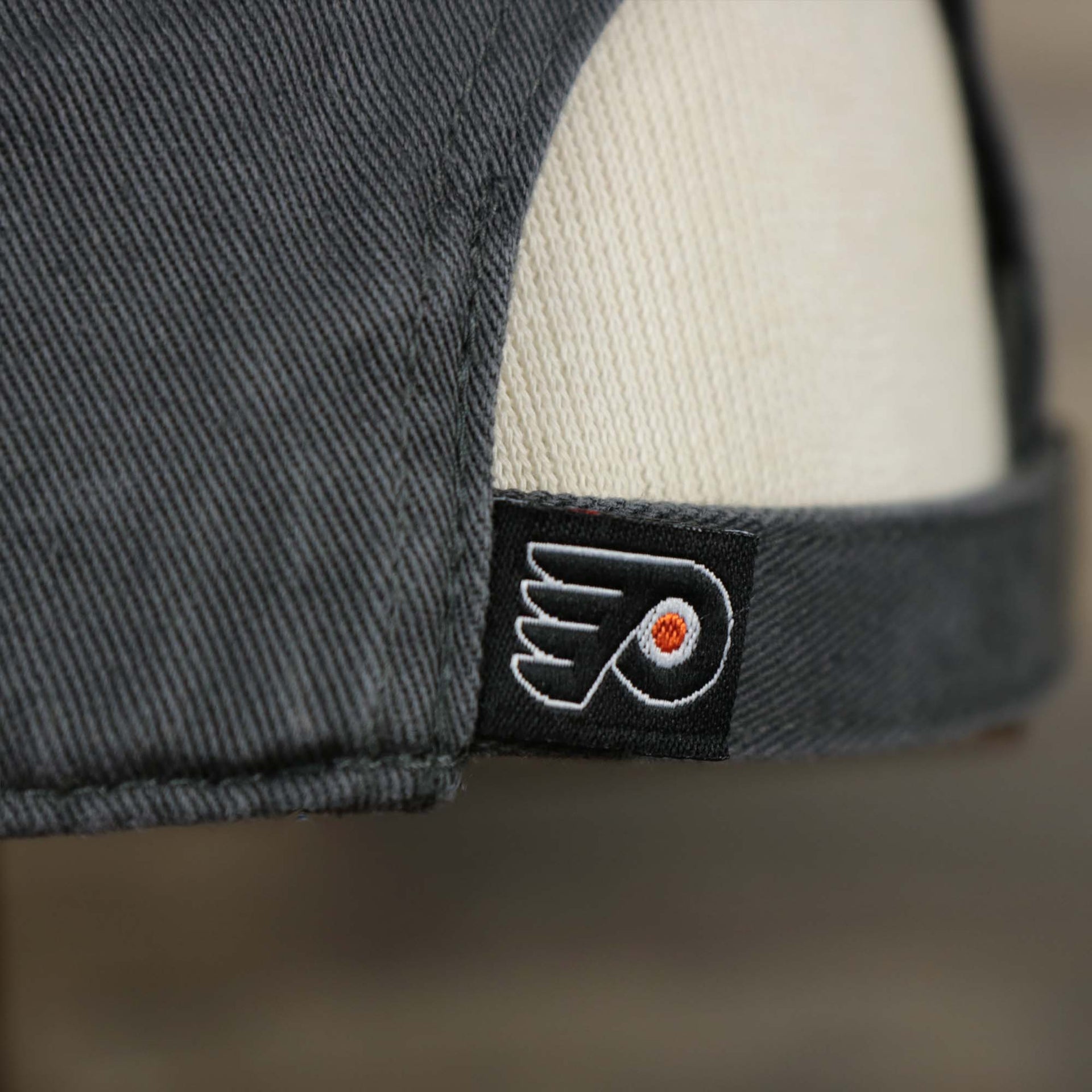 The flyers tag on the Youth Philadelphia Flyers Charcoal Dad Hat | 47 Brand OSFM