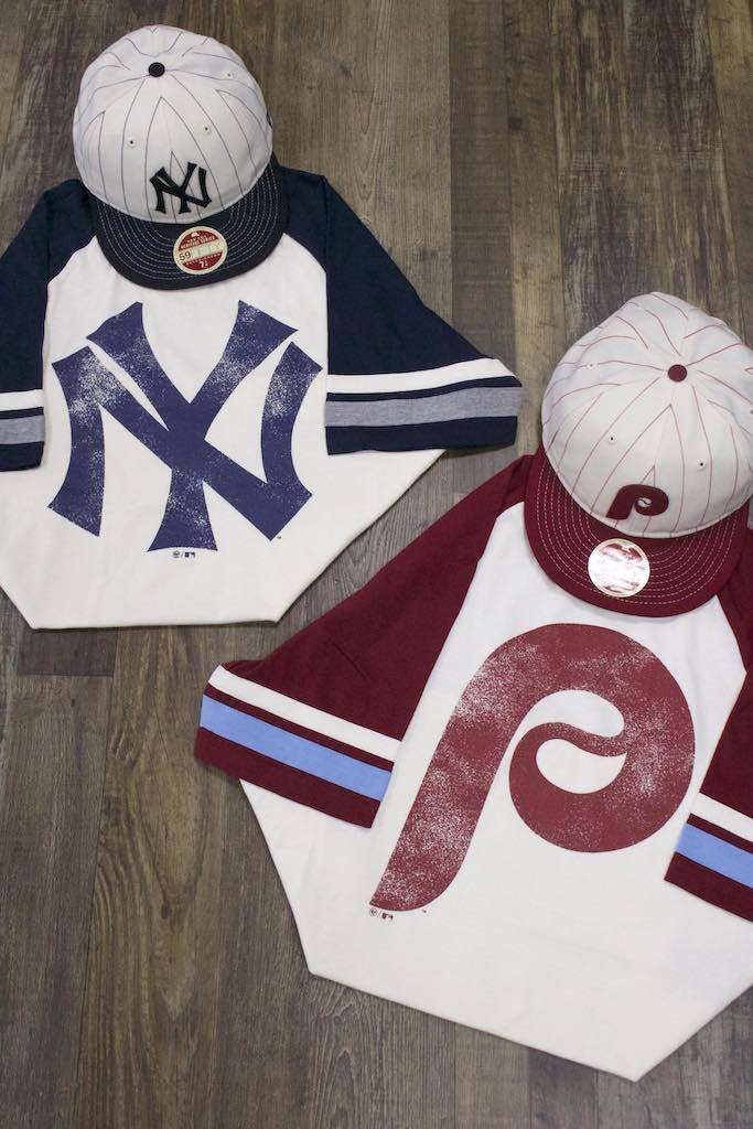 the Philadelphia Phillies Throwback Vintage 2-Tone T-Shirt | Distressed Phils Logo Cooperstown Collection Heritage Opener Tee matches other retro MLB shirts and hats