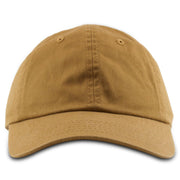 The timberland blank dad hat has a blank unstructured crown and a bent brim