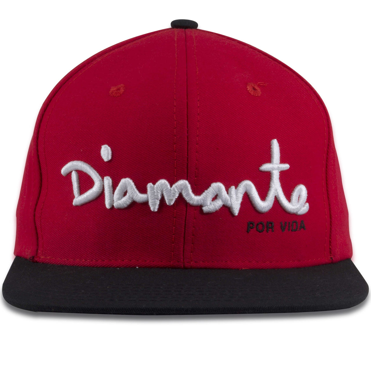 Diamond Supply Co Diamante PorVida OG Script Red on Black Snapback Hat