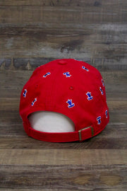 back of the Philadelphia Phillies All Over Bell Confetti Red Women's Dad Hat
