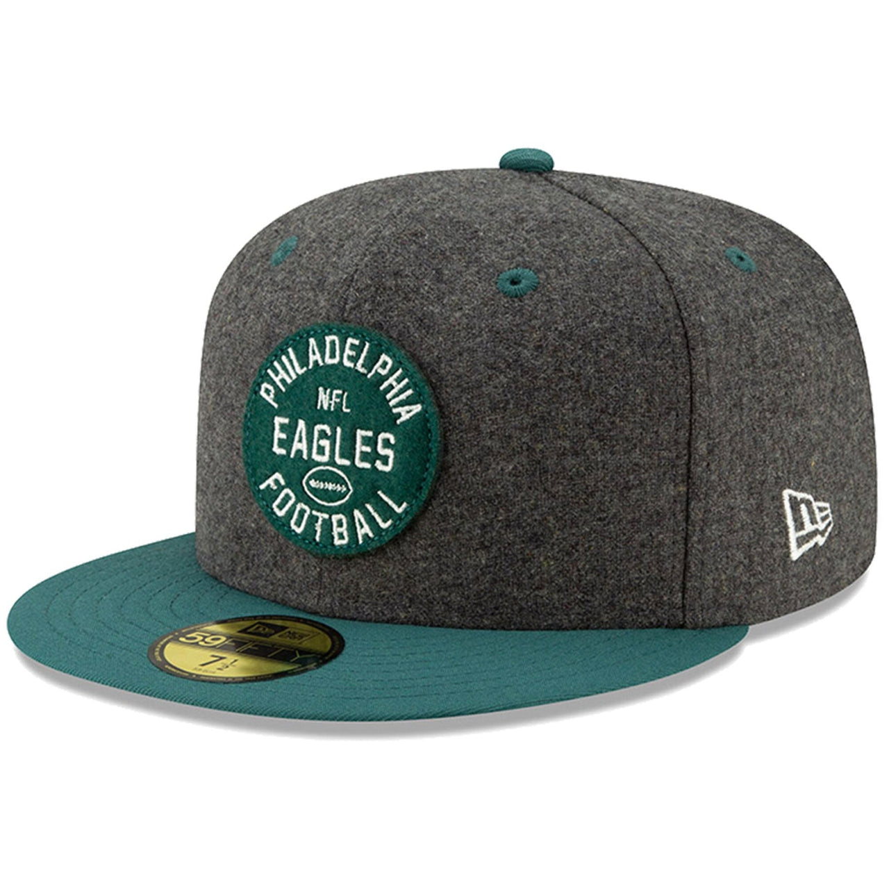 Philadelphia Eagles New Era 2019 NFL Sideline Home Official 59FIFTY 1930s Heather Charcoal/Green Fitted Hat