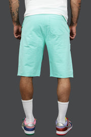 The backside of the Men’s Fleece Shorts with Zipper Pocket | Jordan Craig Aqua
