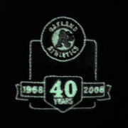 Glow in the dark side patch for the Philadelphia Athletics Glow In The Dark Oakland 40 Year Patch Teal Bottom Side Patch 59Fifty Fitted Cap