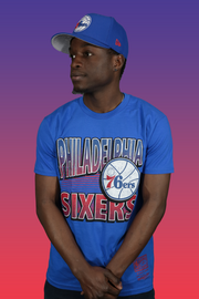 Philadelphia 76ers NBA Hardwood Classics Incline Stacked Tee | Royal Blue T-shirt