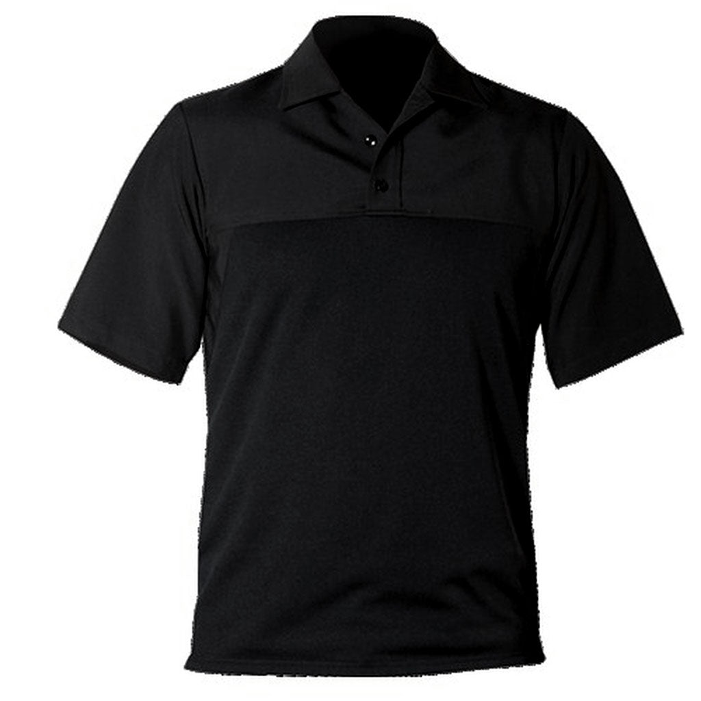 the Firemen Police Public Safety | Short Sleeve Armorskin Wool Collared Shirt | Black Wool Blend Firemen Police Uniform Base Shirt has a performance material and polo collar for work