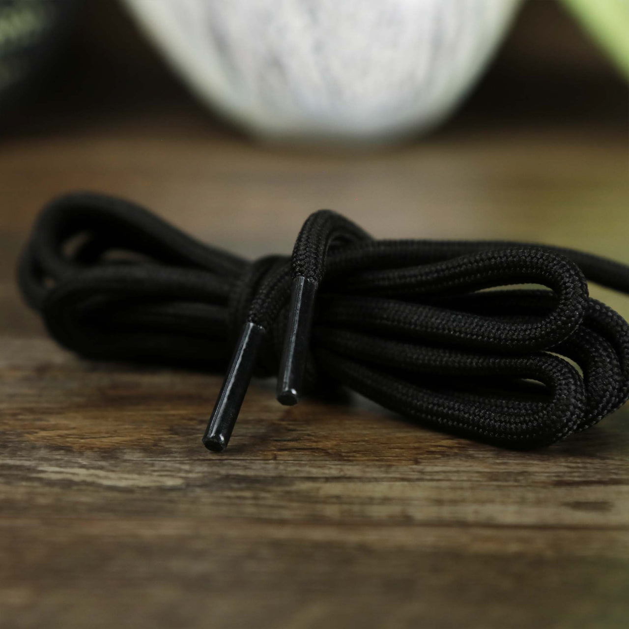 The aglets on the Solid Rope Black Shoelaces with Black Aglets | 120cm Capswag