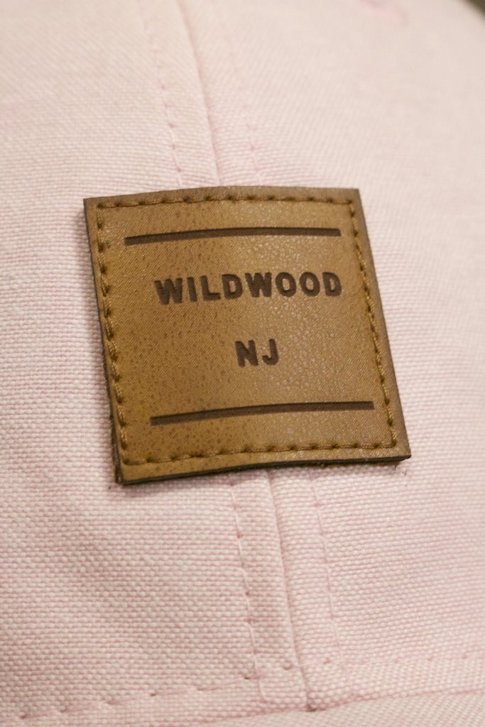 Pink Wildwood hat | Wildwood New Jersey Oxford Pink Square Leather Logo Adjustable Baseball Cap