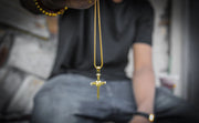 The 18K Gold Plated Nail Cross Pendant | Golden Gilt hanging 
