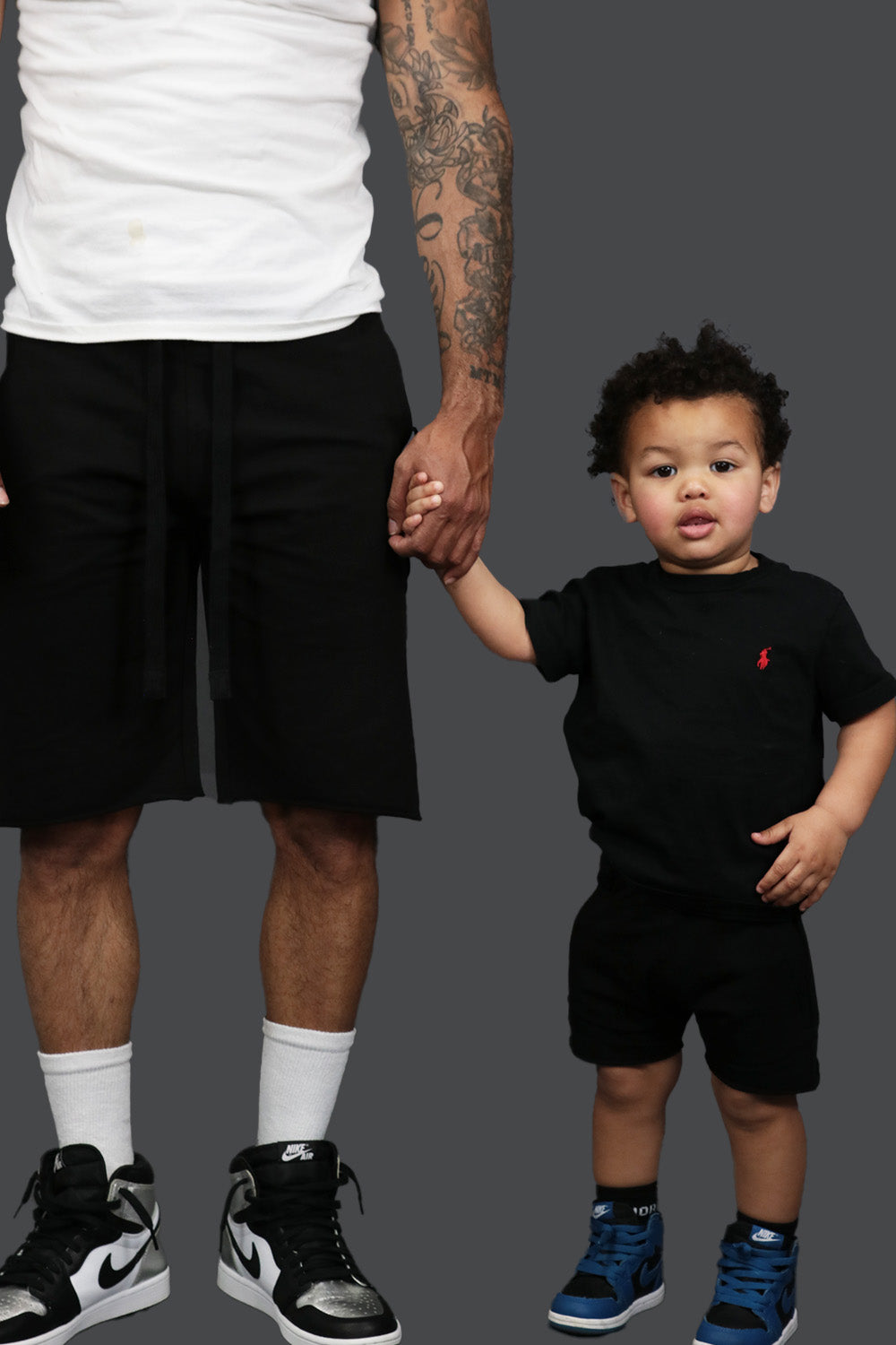The Kid's Fleece Shorts with Ribbings | Jordan Craig Black with the father version