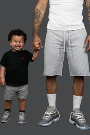 The Kid's Fleece Shorts with Ribbings | Jordan Craig Gray with the father version