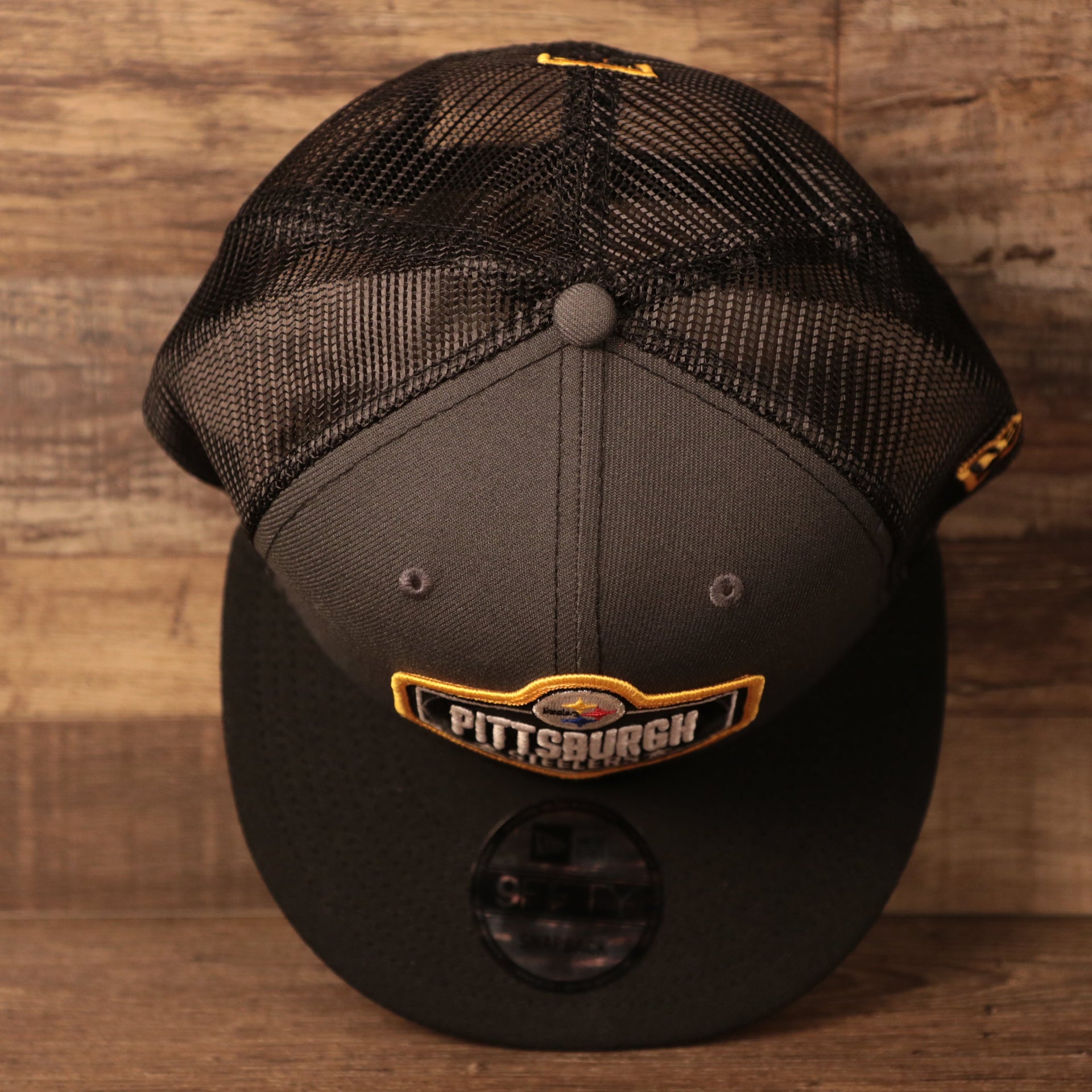 The Pittsburgh Steelers adjustable trucker NFL draft hat.