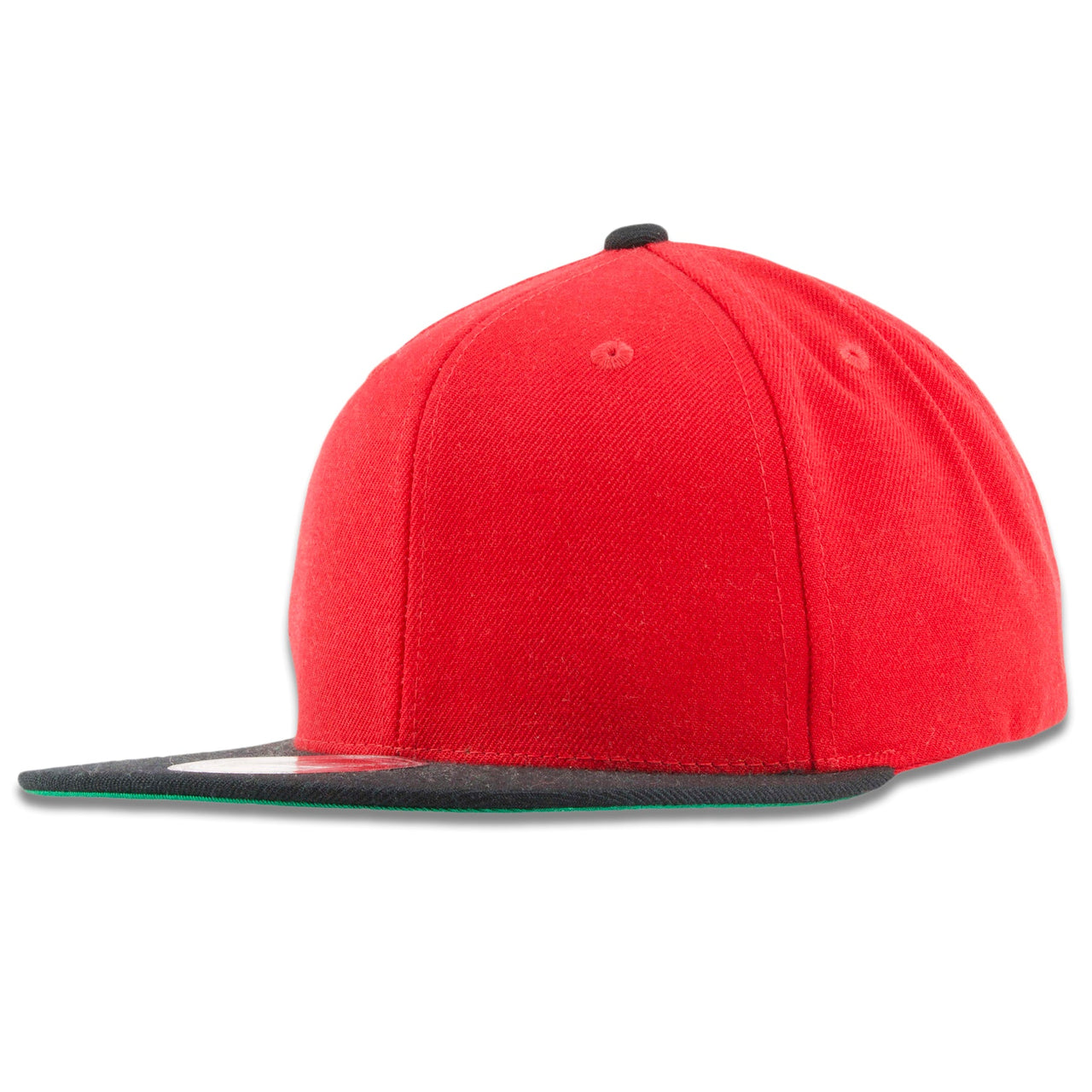 Red On Black Wool Blend Adjustable Snapback Hat