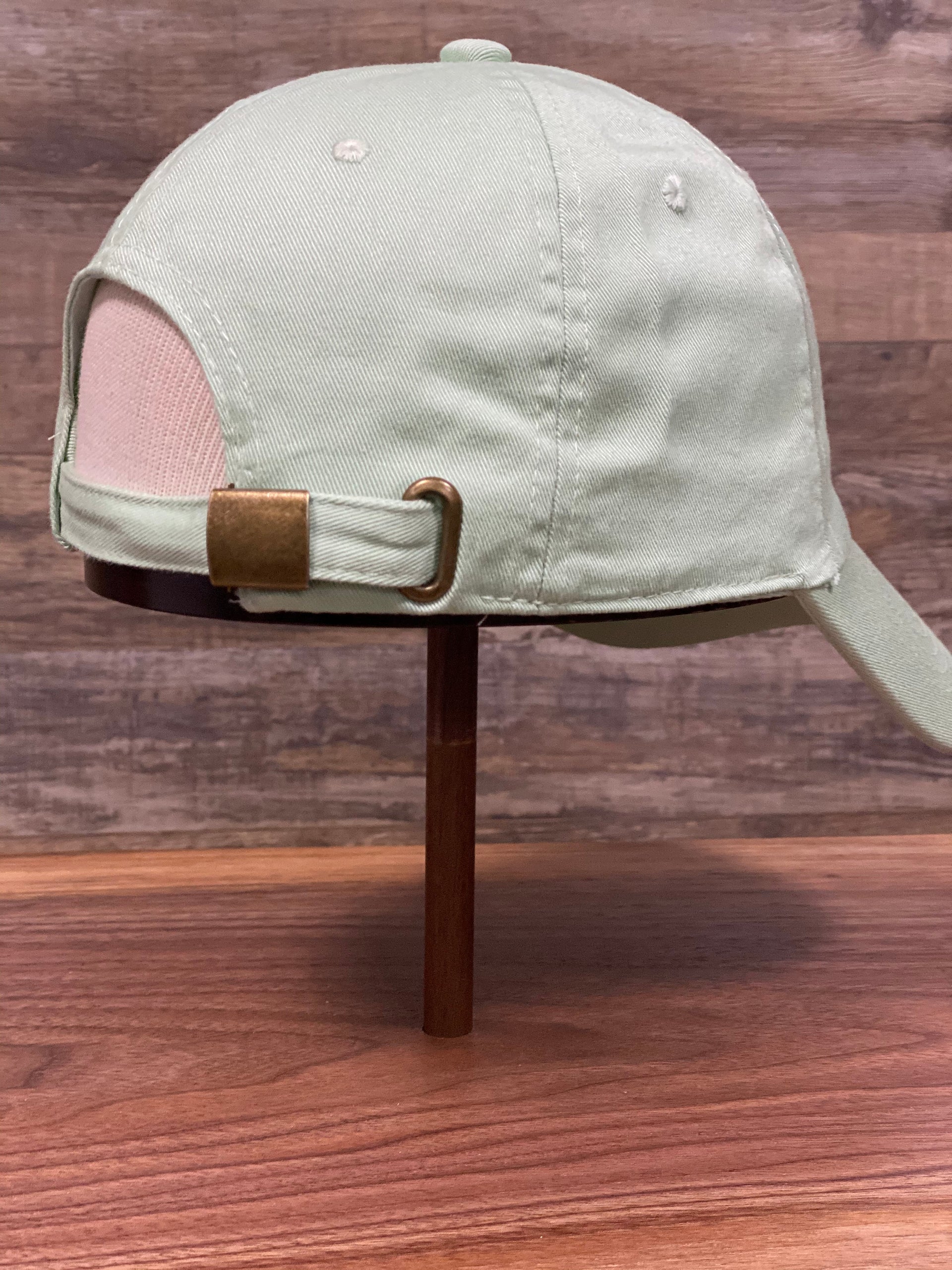 back buckle of Sage Blank Dad Hat | Embroidery and Brand start up ball cap