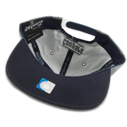 The under brim of the BYU Cougars Gray Reflective snapback hat is navy blue