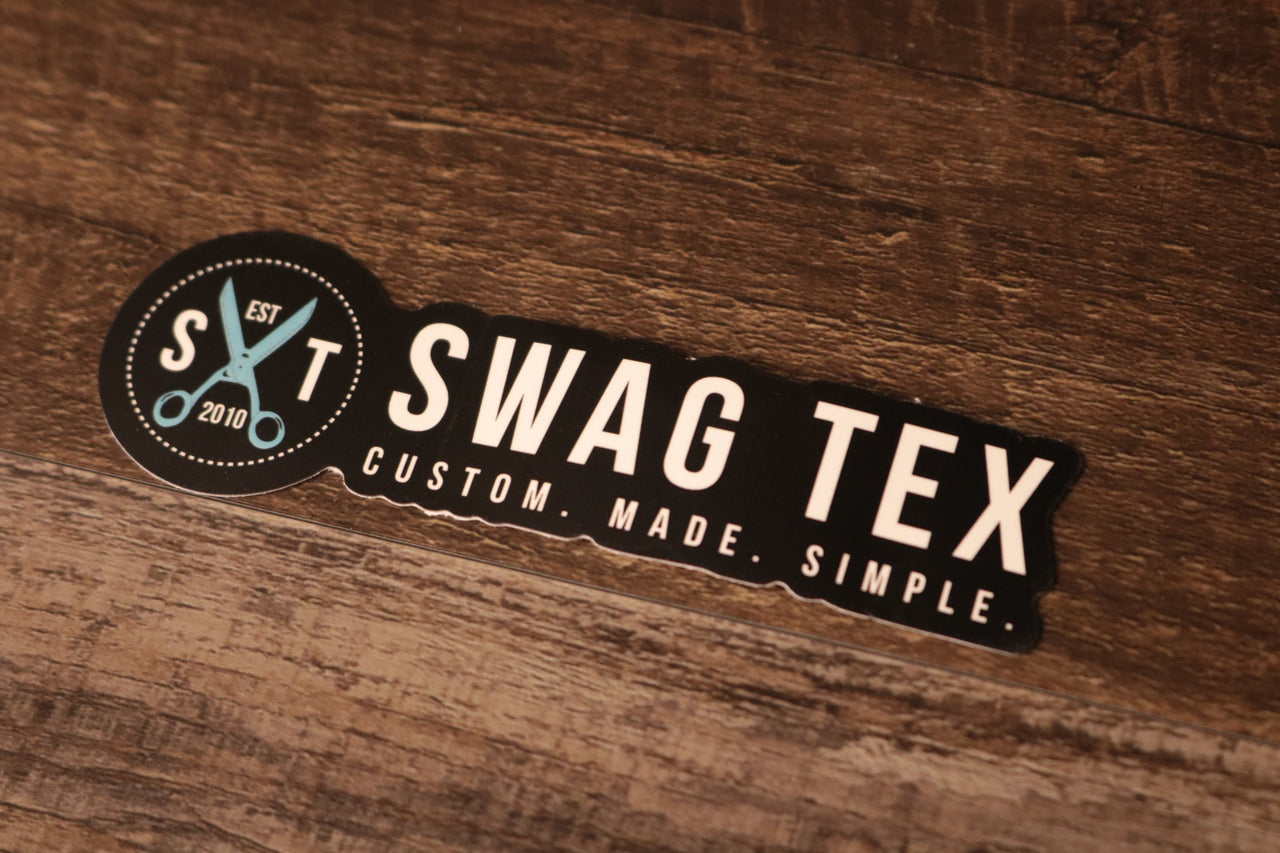 Swag Tex Sticker | Swag Tex Black Sticker the front of this sticker has the swag tex logo
