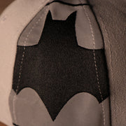 Batman Grey Bottom Fitted Cap | Batman Superhero Gray Bottom Fitted Hat the batman logo on the reflective side is enlarged