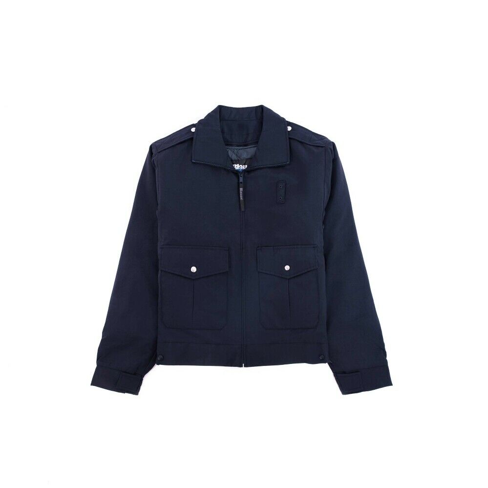 the Police Public Safety | 3 Season Navy Blue Police Uniform Jacket with Removable Quilted Lining | Blauer B-Dry Waterproof Weatherproof Duty Jacket is navy blue and has patch pockets and a place for a radio on the front