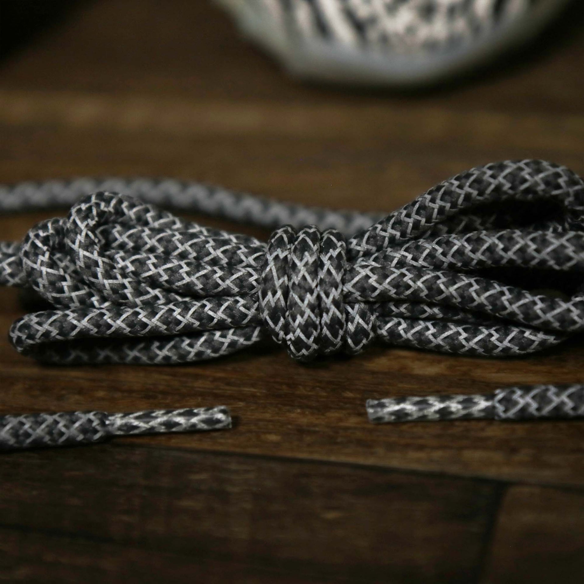 The 3M Reflective Dark Grey Solid Shoelaces with Dark Grey Aglets | 120cm Capswag unfolded